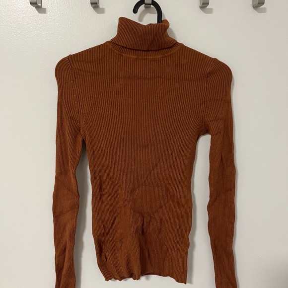 Marks & Spencer Brown Ribbed Turtleneck | Size US 4 - Picture 1 of 2